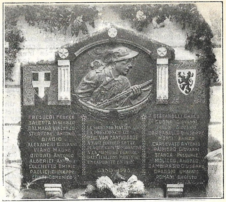 La presse belge annonce l’inauguration en 1923 du « mémorial aux Italiens morts en captivité à Gand » │ source non identifiée │ coll. pdgit1918