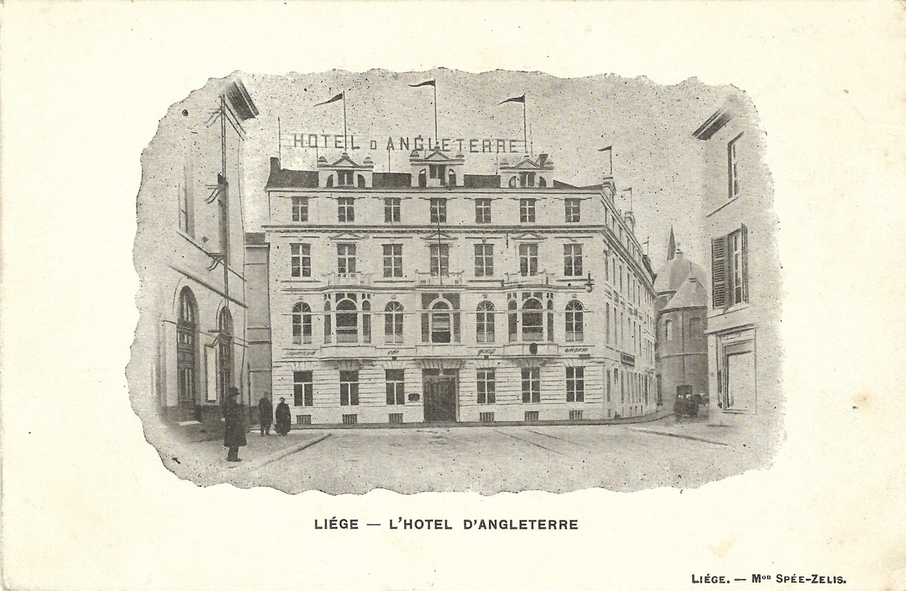 Liège : deux hôtels où, à partir du 13 novembre 1918, furent accueillis et logés des prisonniers italiens provenant des camps de détention en Allemagne. │ Cartes postales, circulée le 11.9.1909 et non circulée │ col. pdgit1918