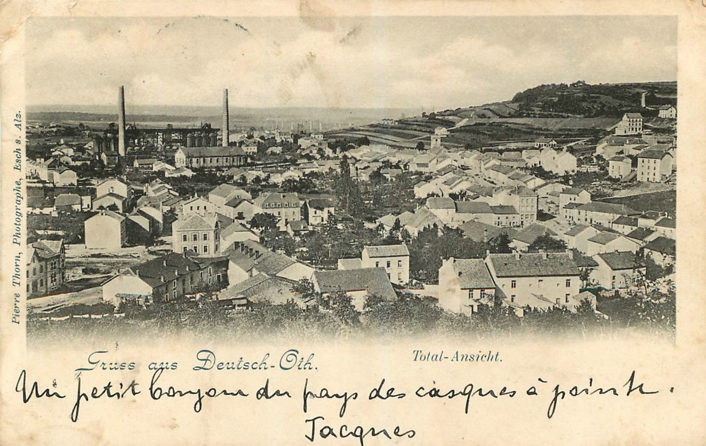 Vue sur les installations sidérurgiques d’Audun-le-Tiche (Deutsch-Oth) où furent exploités des prisonniers italiens à partir de février 1918