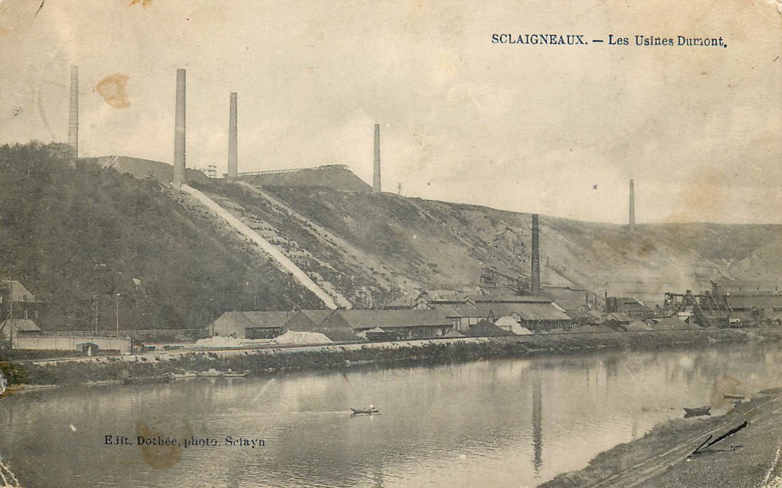 Vue des usines Dumont à Sclaigneaux, à proximité d’Andenne │ carte postale circulée, date illisible │ col. pdgit1918